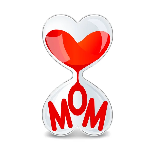 Texto Mamá Roja Reloj Arena Love Mother Concepto Ilustración Aislada — Vector de stock