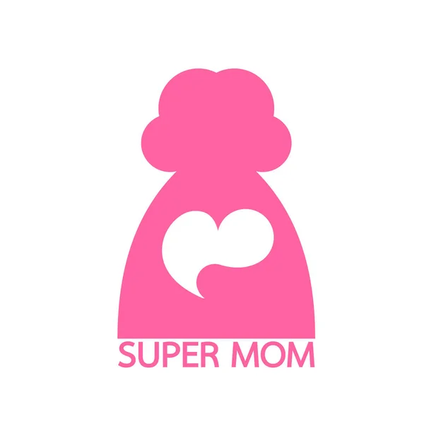 超级妈妈图标设计 母亲和孩子象形文字 平面样式 在白色背景下隔离的矢量插图 — 图库矢量图片
