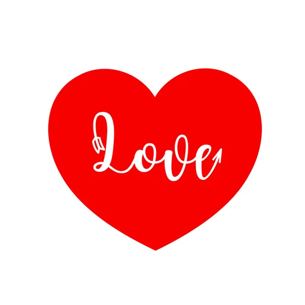 Liebestext Roter Herzform Glücklicher Valentinstag Illustration Isoliert Auf Weißem Hintergrund — Stockvektor
