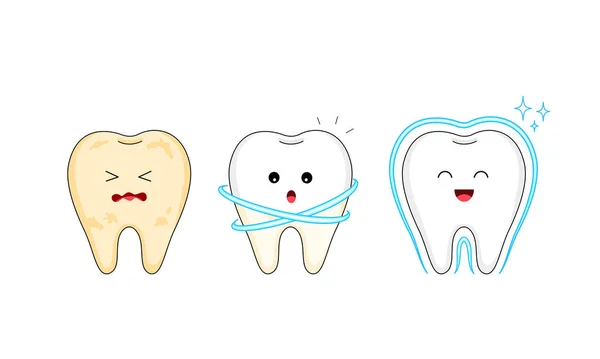 Passo Limpeza Caráter Dente Cuidado Proteção Contra Cárie Dentária Conceito —  Vetores de Stock