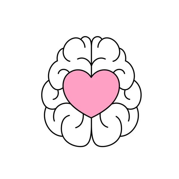 Een Hartvorm Abstracte Menselijke Hersenen Emotionele Intelligentie Concept Ikoon Ontwerp — Stockvector
