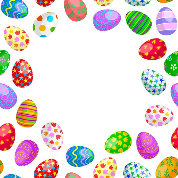 Colorful Easter Eggs Frame Seamless Pattern Happy Easter Day Background — Stock Vector