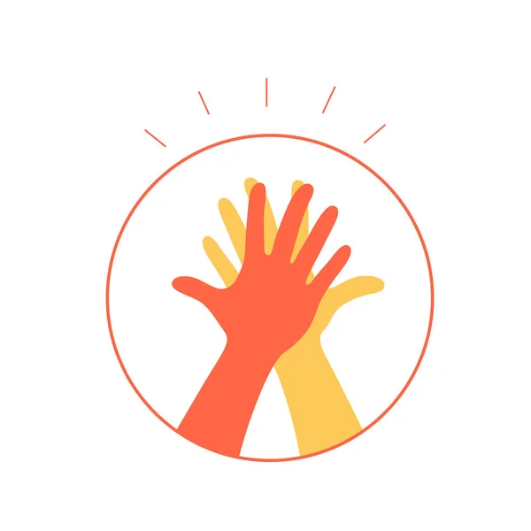 Two Hands Clapping High Five Gesture Vector Illustration Isolated White — Stock Vector