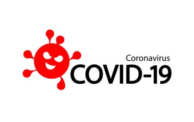 Yazı, soyut virüs grafikli COVID-19. Dünya Sağlık Örgütü WHO, Coronavirus hastalığına yeni bir isim verdi. Beyaz arkaplanda resim. 