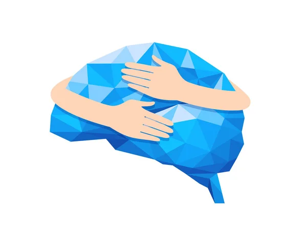 Creatief Concept Van Het Menselijk Brein Bestaat Uit Blauwe Polygonen — Stockvector
