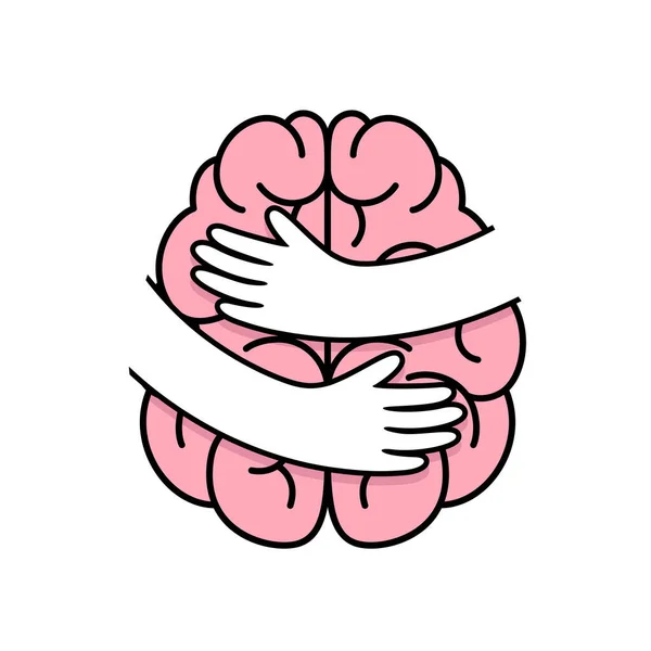 Abstract Human Brain Hands Embrace Internal Organs Icon Design Health — Stock Vector