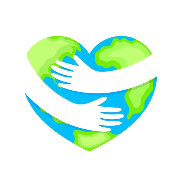 Abbraccia Globo Forma Cuore Happy Earth Day Concept Giornata Mondiale — Vettoriale Stock