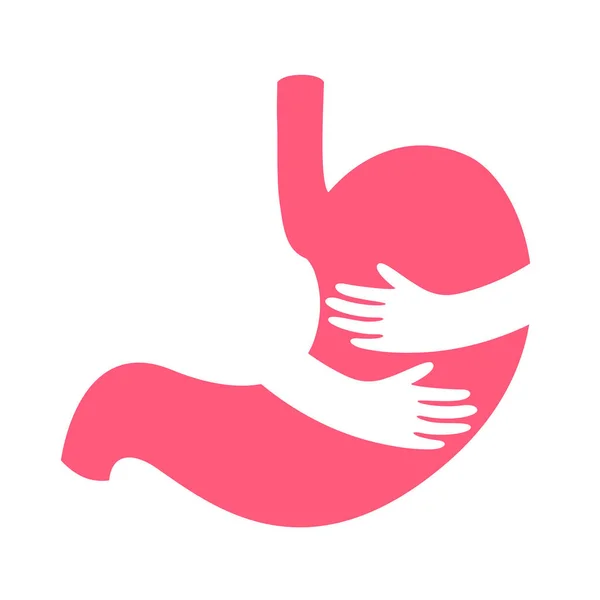 Abraza Estómago Órgano Humano Interno Diseño Iconos Estilo Plano Ilustración — Vector de stock