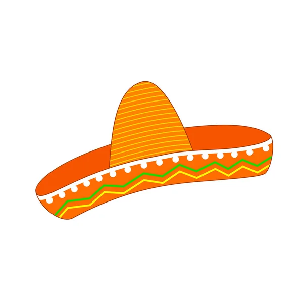 Meksika Sombrero Çizgi Roman Meksika Şapkası Vektör Illüstrasyonu Beyaz Arkaplanda — Stok Vektör