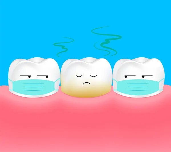 Ungesunde Zähne Zahn Ist Mundgeruch Oder Mundgeruch Zahnpflegekonzept Illustration — Stockvektor