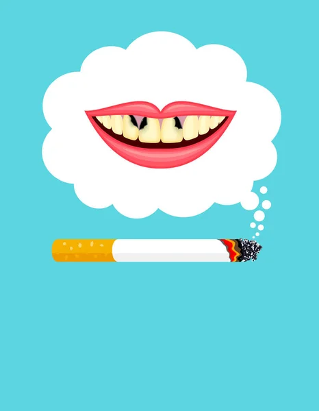 Stop Smoking Poster World Tobacco Day Smoking Harmful Human Teeth — Stock Vector