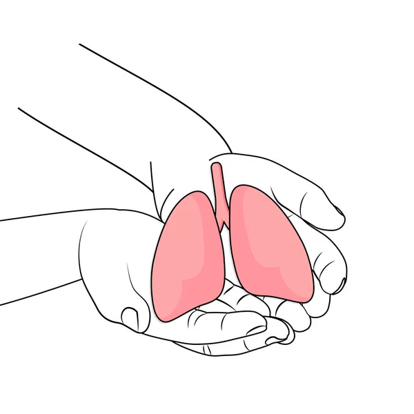 Mãos Humanas Segurar Pulmão Mundo Tuberculose Também Dia Mundo Sem — Vetor de Stock