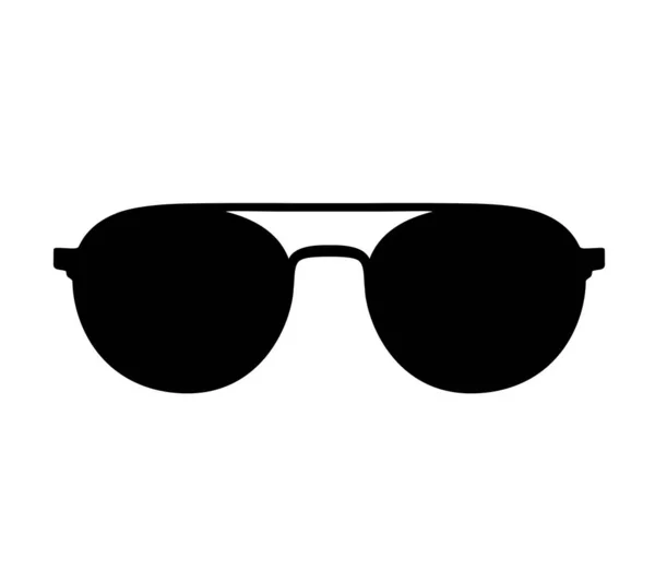 Siyah Güneş Gözlüğü Vektör Simgesi Resim Düz Stil Siluet Beyaz — Stok Vektör