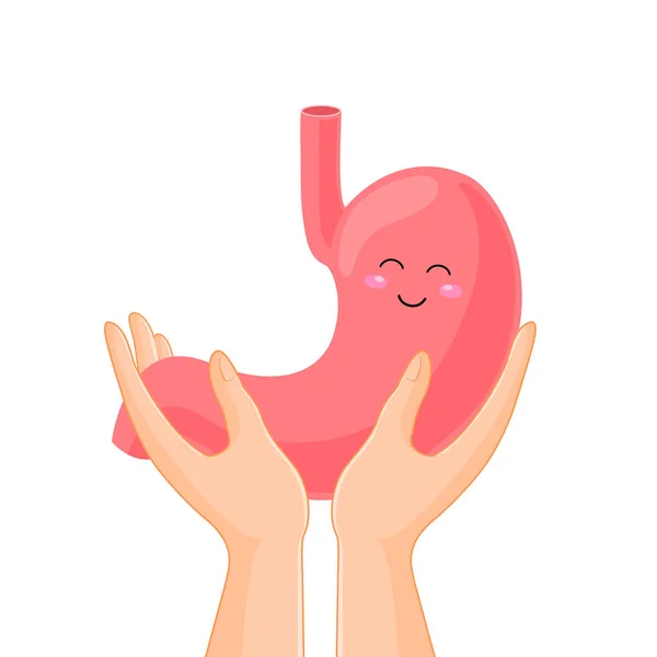 Ruka Drží Lidský Orgán Žaludek Lidská Část Těla Vnitřní Orgány — Stockový vektor