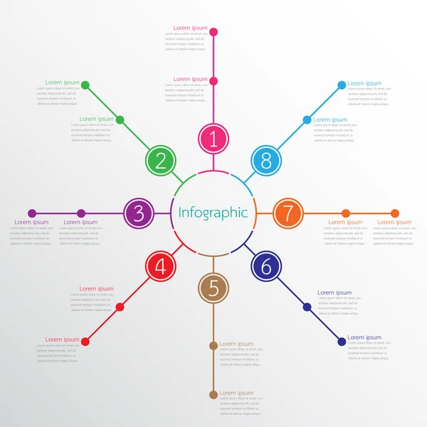 Modèles d'infographie vectorielle pour les rapports détaillés des différentes étapes du processus . — Image vectorielle