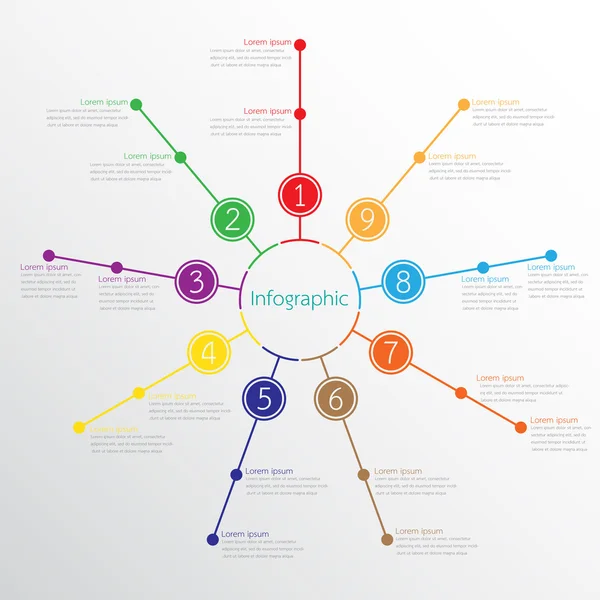 Modelli infografici vettoriali per report dettagliati dalle varie fasi del processo . — Vettoriale Stock