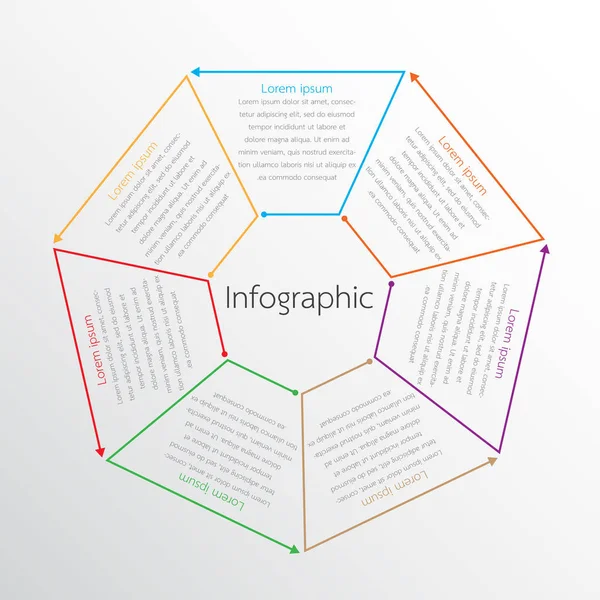 다양 한 공정 단계에서 자세한 보고서에 대 한 벡터 infographic 템플릿. — 스톡 벡터