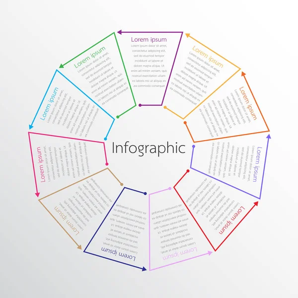 Modelli infografici vettoriali utilizzati per le relazioni dettagliate. Tutti e 11 gli argomenti . — Vettoriale Stock