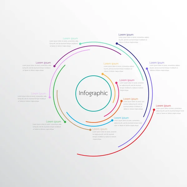 Modelos de infográficos vetoriais usados para relatórios detalhados. Todos os 12 tópicos . — Vetor de Stock