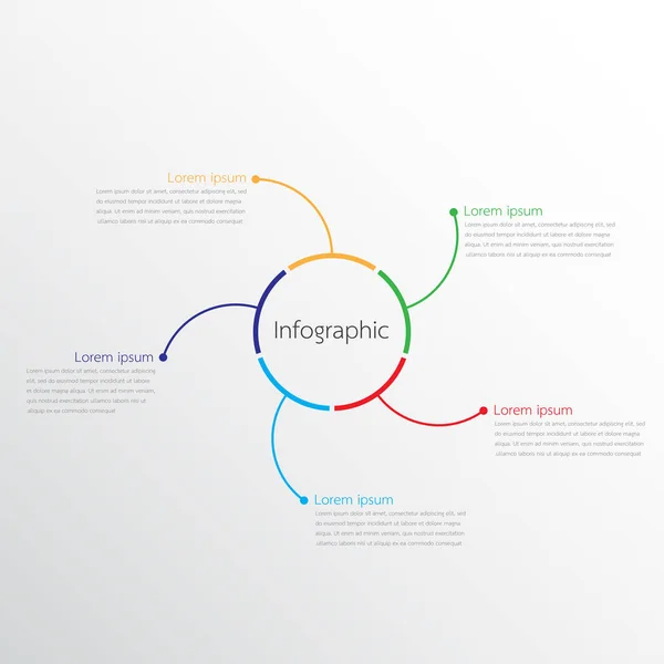 Plantillas de infografía vectorial utilizadas para informes detallados. Los 5 temas . — Archivo Imágenes Vectoriales