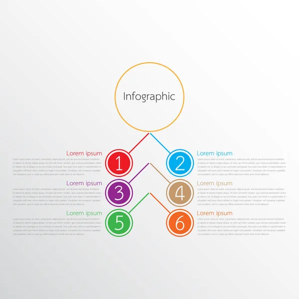 Plantillas de infografía vectorial utilizadas para informes detallados. Los 6 temas . — Vector de stock