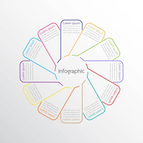 Modelos de infográficos vetoriais usados para relatórios detalhados. Todos os 12 tópicos . — Vetor de Stock