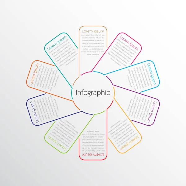 Modelos de infográficos vetoriais usados para relatórios detalhados. Todos os 10 tópicos . — Vetor de Stock