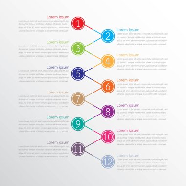 Detaylı raporlar için kullanılan vektör bilgi şablonları. 12 konunun hepsi.