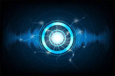 Koyu mavi zemin üzerine radyo sinyalleriyle iletilen teknoloji.