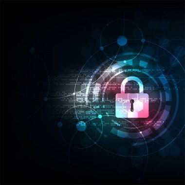 Anahtar güvenlik kavramı koyu mavi zemin üzerine içinde.