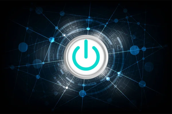 Vektör bir teknoloji kavramı koyu mavi zemin üzerine geçer.