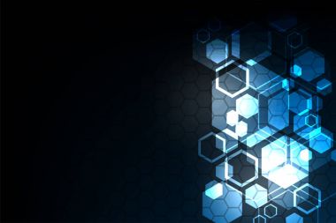 Geometri teknoloji kavramlar koyu mavi zemin üzerine.