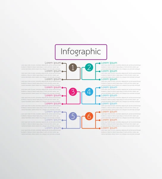 Modelos de infográficos vetoriais usados para relatórios detalhados. Todos os 6 tópicos . — Vetor de Stock