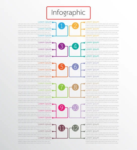 Modèles d'infographie vectorielle utilisés pour les rapports détaillés. Tous les 12 sujets . — Image vectorielle