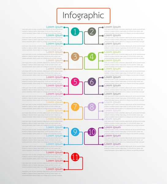 Plantillas de infografía vectorial utilizadas para informes detallados. Los 11 temas . — Vector de stock