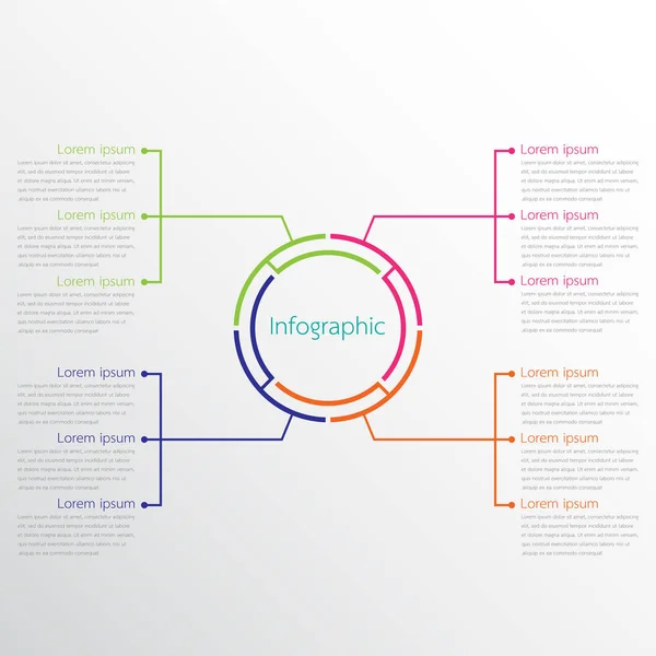 A részletes jelentésekhez használt vektorinfografikai sablonok. Mind a 4 téma. — Stock Vector