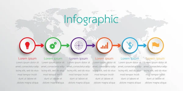 Vektor-Infografik-Vorlagen für detaillierte Berichte. Alle 6 Themen. — Stockvektor