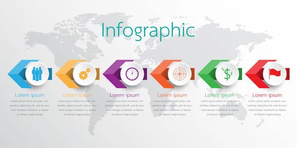Διανυσματικά infographic πρότυπα που χρησιμοποιούνται για λεπτομερείς αναφορές. Και τα 6 θέματα. — Διανυσματικό Αρχείο