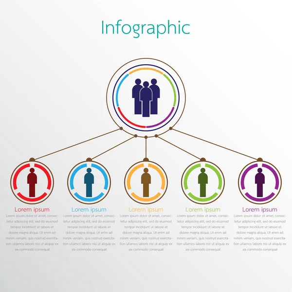 Vektor-Infografik-Vorlagen für detaillierte Berichte. Alle 5 Themen. — Stockvektor