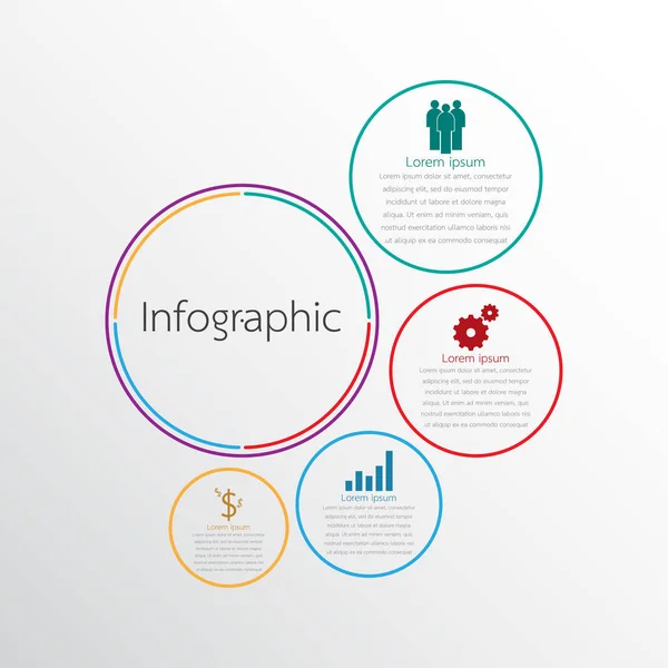 Szablony infograficzne wektorowe wykorzystywane do szczegółowych raportów. Wszystkie 4 tematy. — Wektor stockowy