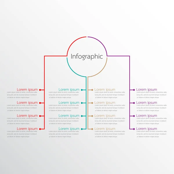 Modelos de infográficos vetoriais usados para relatórios detalhados. Todos os 4 tópicos . — Vetor de Stock