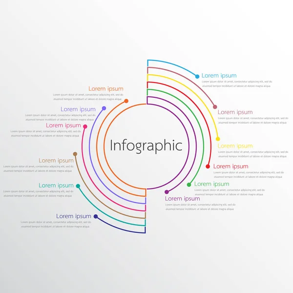 Modelos Infográficos Vetoriais Usados Para Relatórios Detalhados Todos Tópicos — Vetor de Stock