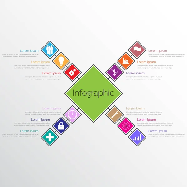 Modelos Infográficos Vetoriais Usados Para Relatórios Detalhados Todos Tópicos — Vetor de Stock