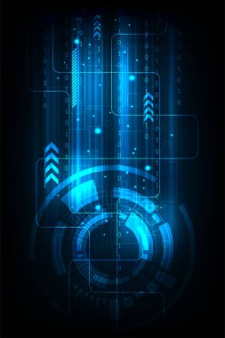 Vektör arka planda teknoloji kavramı koyu mavi zemin üzerine.