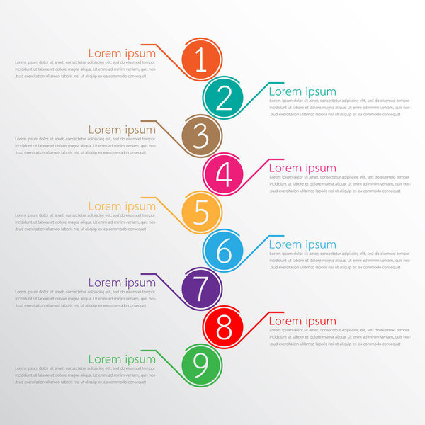 Vector infographic templates used for detailed reports. All 9 topics.