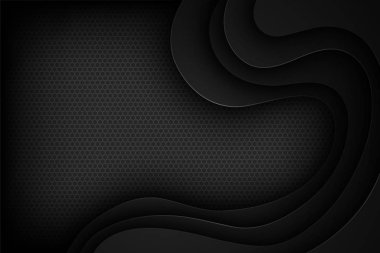 Üst üste binen özelliklere sahip siyah soyut vektör arkaplanı.