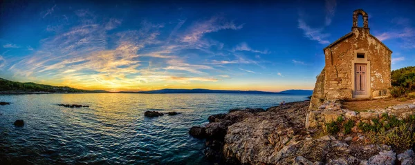 Hermoso Paisaje Croacia Costa Croacia Mar Montañas Panorama — Foto de Stock