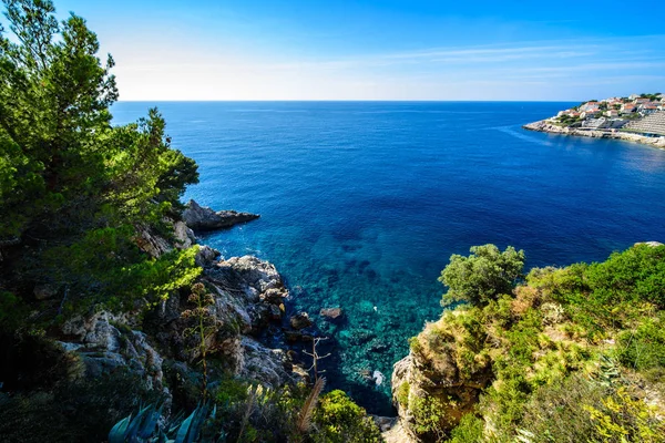 Hermoso Paisaje Croacia Costa Croacia Mar Montañas Panorama Dubrovnik — Foto de Stock