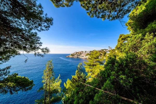 Hermoso Paisaje Croacia Costa Croacia Mar Montañas Panorama Dubrovnik — Foto de Stock