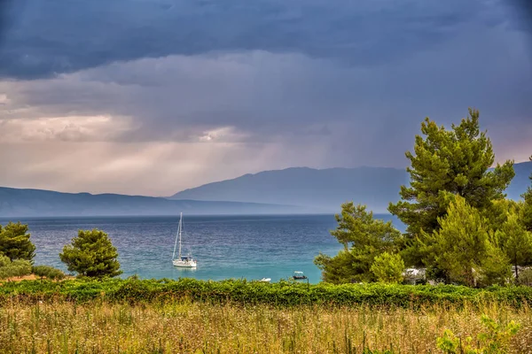 Hermoso Paisaje Croacia Costa Croacia Mar Montañas Panorama — Foto de Stock